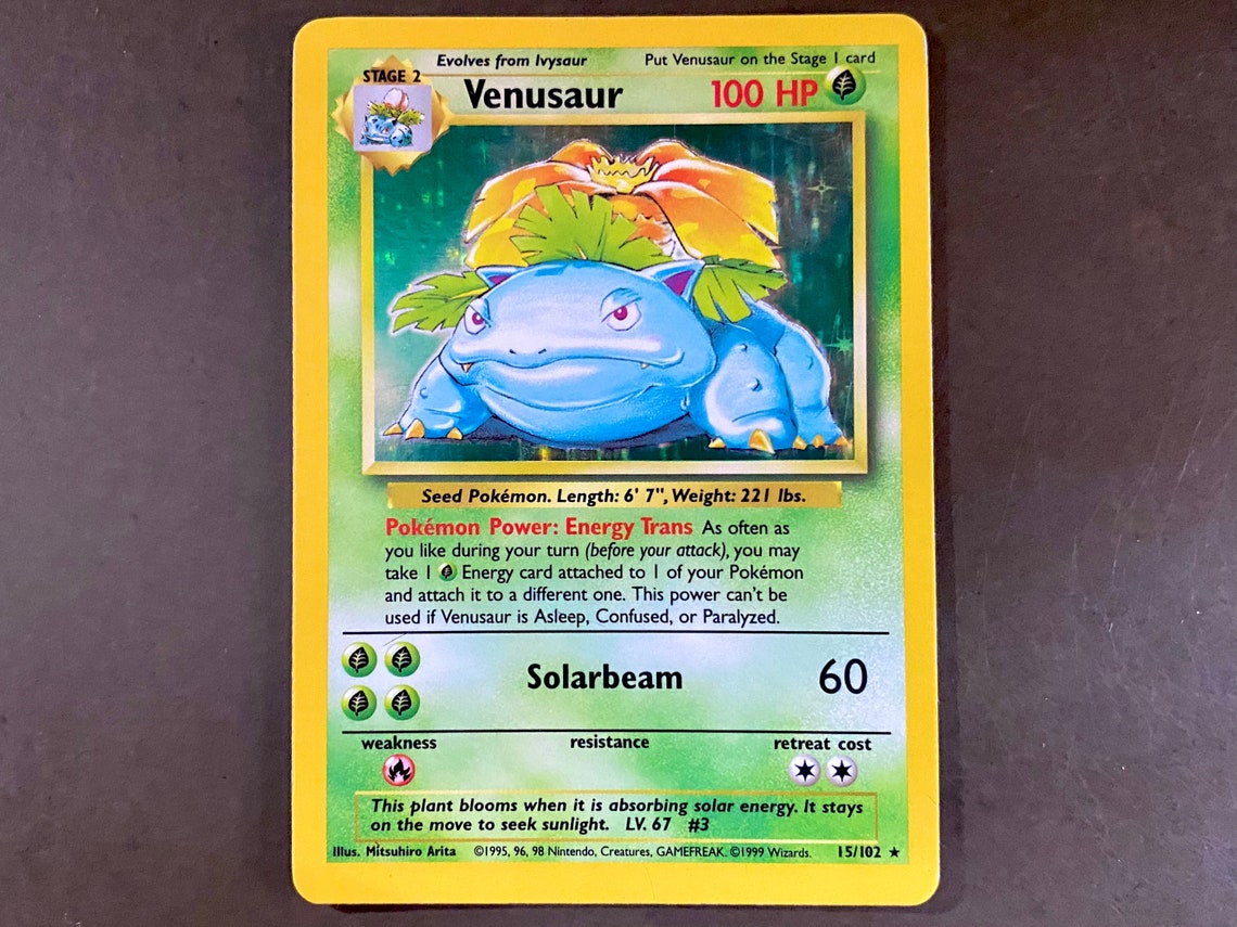 1999 Venusaur Unlimited Holo Base Set Pokemon Venusaur Holo Etsy UK