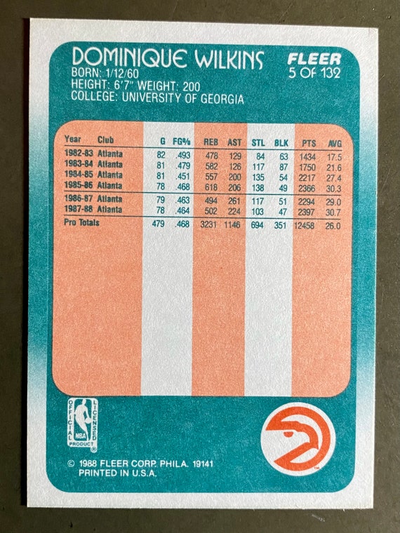 1988 Fleer Basketball Dominique Wilkins Lot 3, Fleer Stickers 