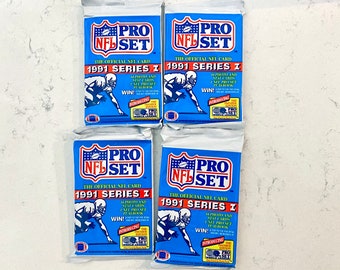 1991 Pro Set Series 1 Football unopened card packs, factory sealed, Bill Belichick RC, Emmitt Smith Rookie of the Year #1, Barry Sanders