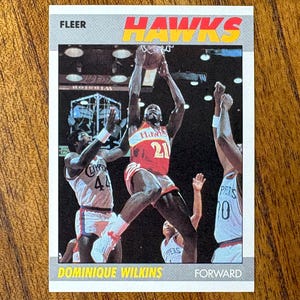 1987 Dominique Wilkins Fleer Basketball Card n° 118, angles vifs, sans plis