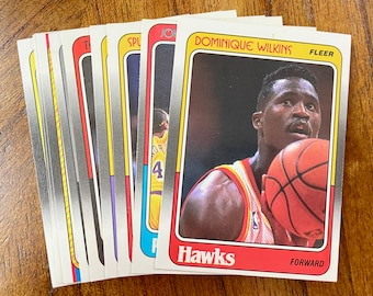 1988 Fleer Basketball High Grade lot (14) cards, Dominique Wilkins, John Salley RC, Spud Webb, sharp corners, no creases
