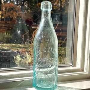 Late 1800’s Embossed Blob Top Soda Bottle, Henry C. Mandell, New York, NY, no chips or cracks