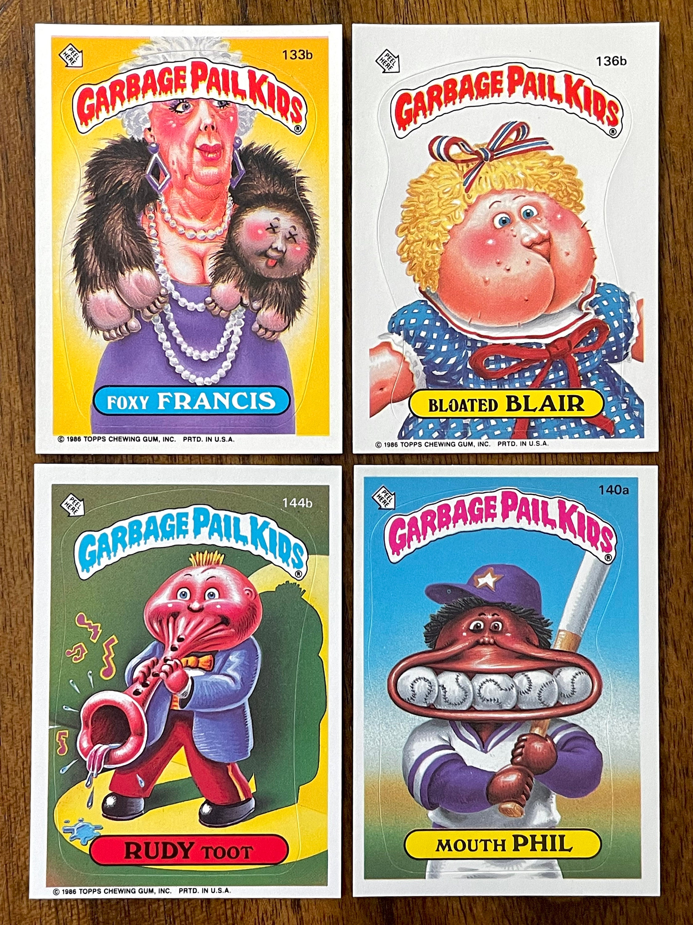 1986 Garbage Pail Kids Series 4 Cards (4), Sharp Corners, No