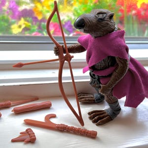 1988 Teenage Mutant Ninja Turtles Master Splinter Soft Head action figure w/near complete weapons, robe and belt