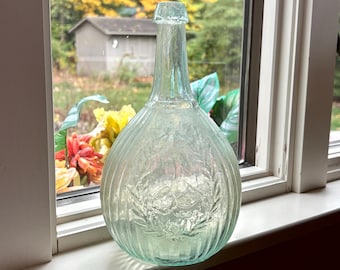 1850's Antique Open Pontil Jenny Lind Calabash Flask Bottle, No