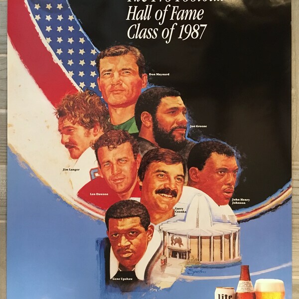 1987 Poster Football HOF inductees by miller lite in perfect condition