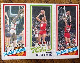 1980 Julius Erving/Elvin Hayes Topps Basketball card, sharp corners, no creases