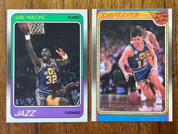 1988 John Stockton RC & Jarl Malone Utah Jazz Fleer Basketball 