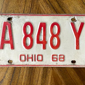 1968 Ohio License Plate in great condition