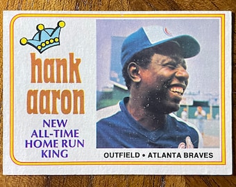 1974 Hank Aaron Home Run King Topps Baseball #1, no creases