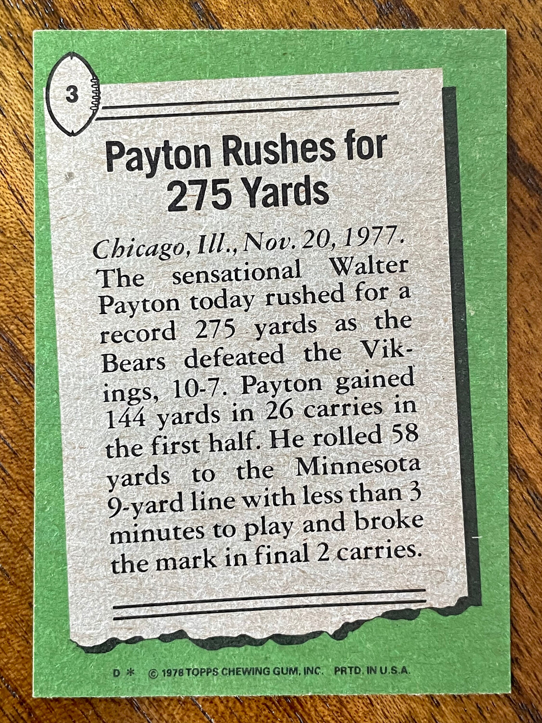 Saluting Walter Payton on his birthday on a special The 9-Yard Line 