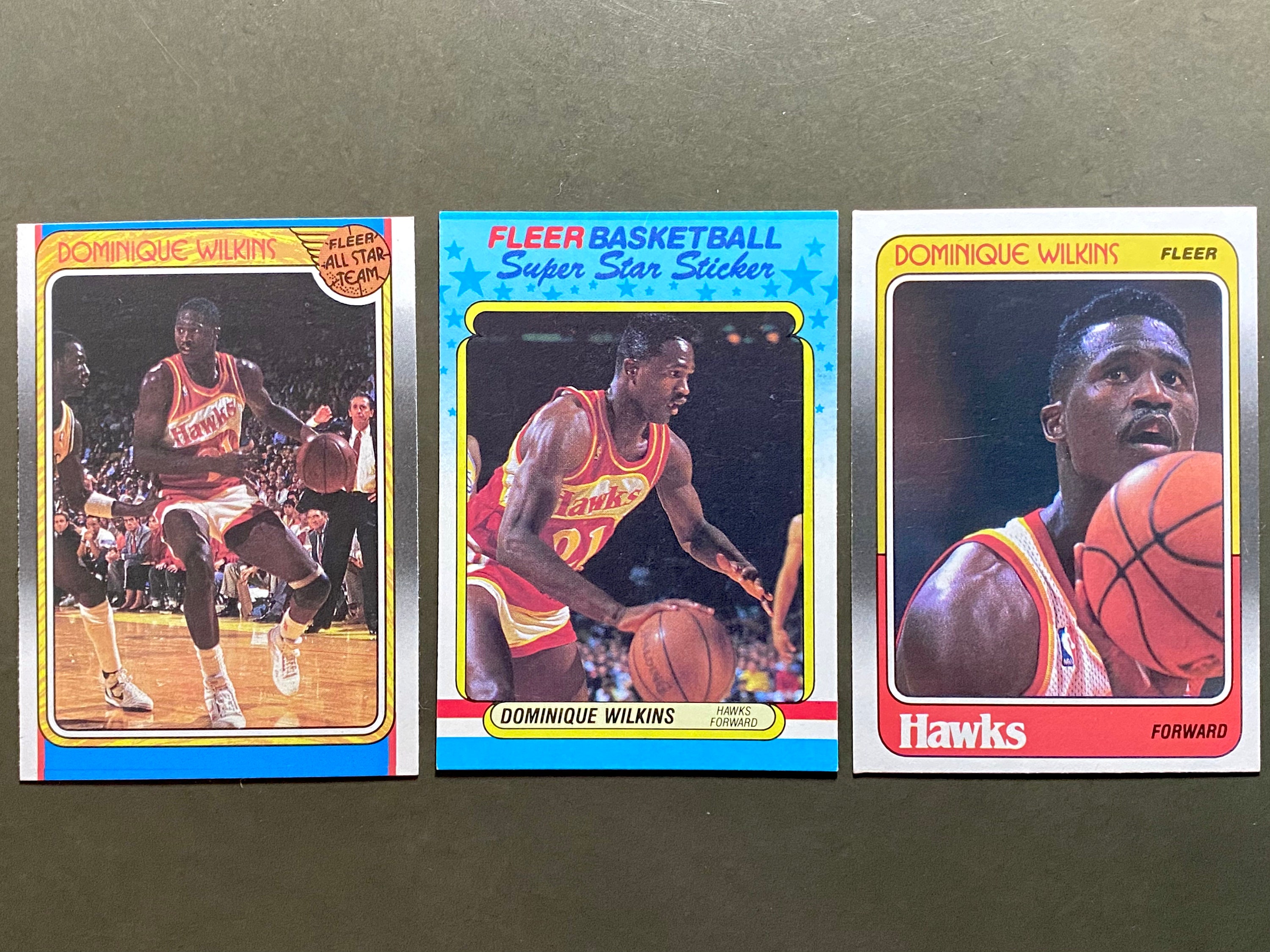 1988 Fleer Basketball Dominique Wilkins Lot 3, Fleer Stickers 