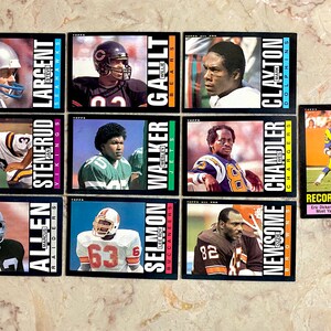 1985 HOF Stars Lot (10) Topps football cards, Steve Largent, Marcus Allen, Eric Dickerson,  Mark Clayton RC, no creases