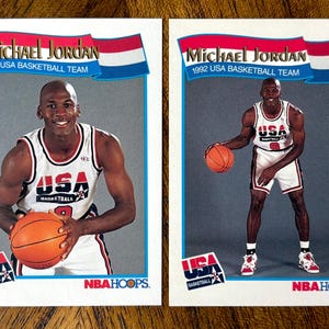 Cartes de basket-ball Michael Jordan Hoops USA 1991, fan des Chicago Bulls, angles vifs, aucun pli