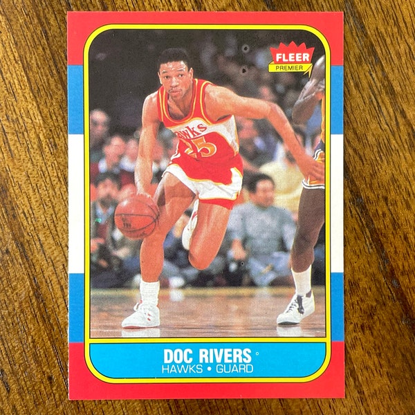 1986 Fleer Doc Rivers Basketball card #91, sharp corners, no creases