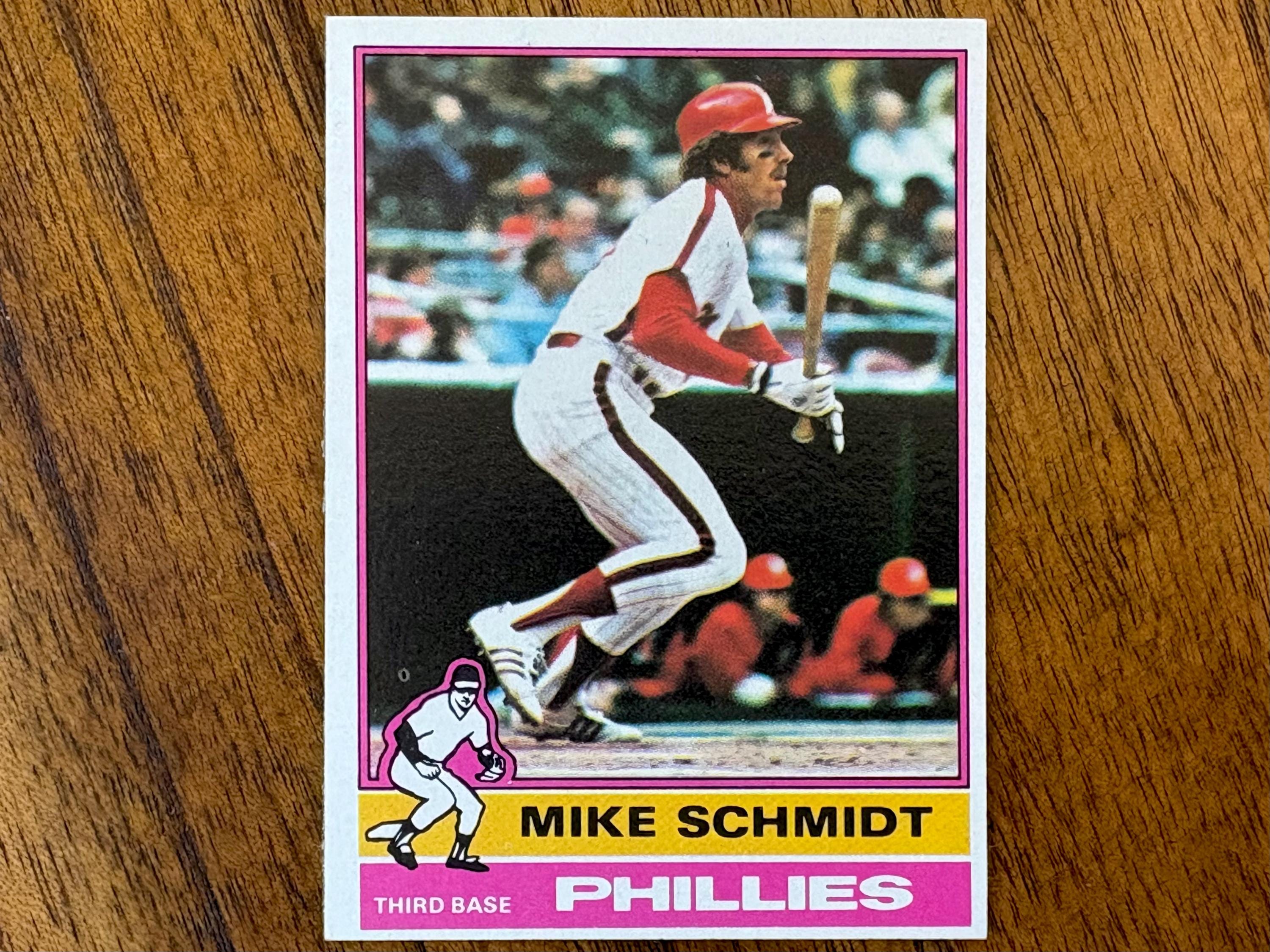 1976 Mike Schmidt Topps Baseball Card #480, Sharp Corners, No 