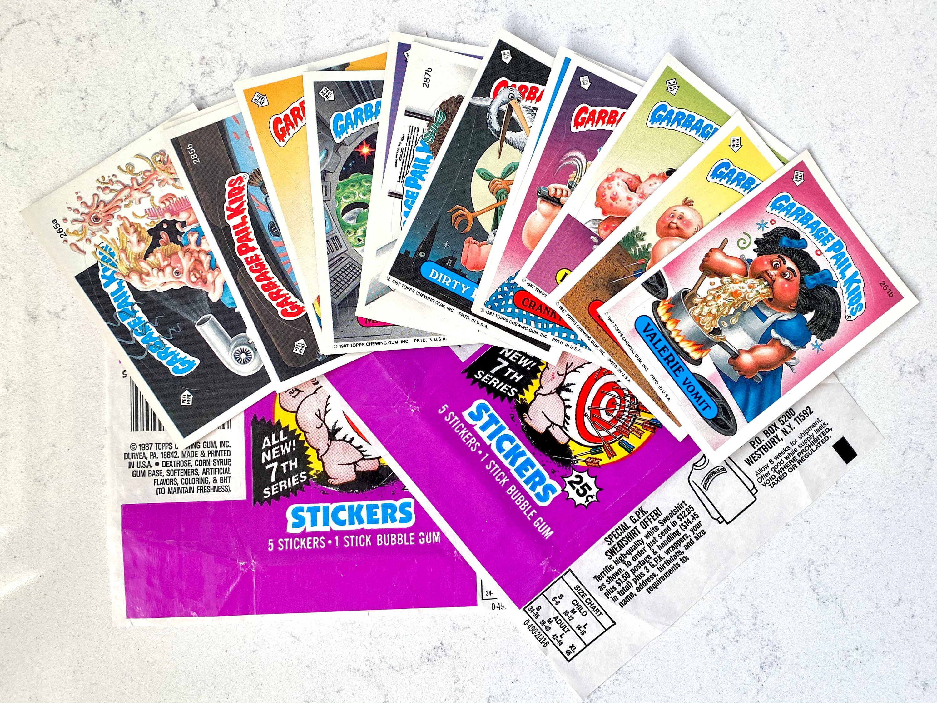 1987 Garbage Pail Kids (14 Cards) Series 7 Cards W/2 Wrappers in