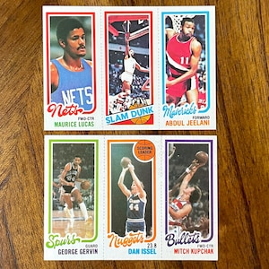 1980 Julius Erving, Dan Issel, George Gervin Topps Basketball cards (2 cards), sharp corners, no creases