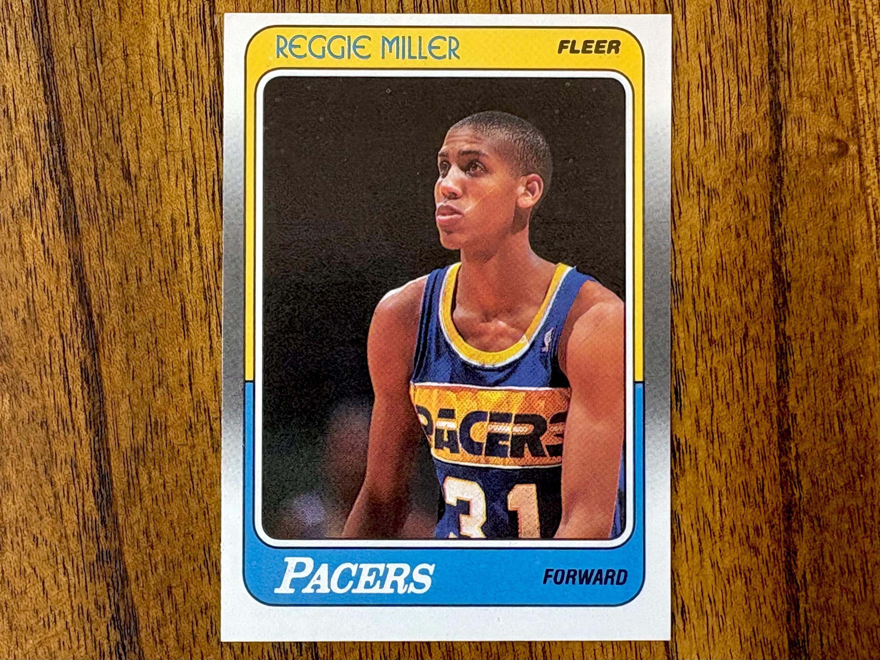 1988 Reggie Miller RC #57 Fleer Basketball Card, Sharp Corners, No 
