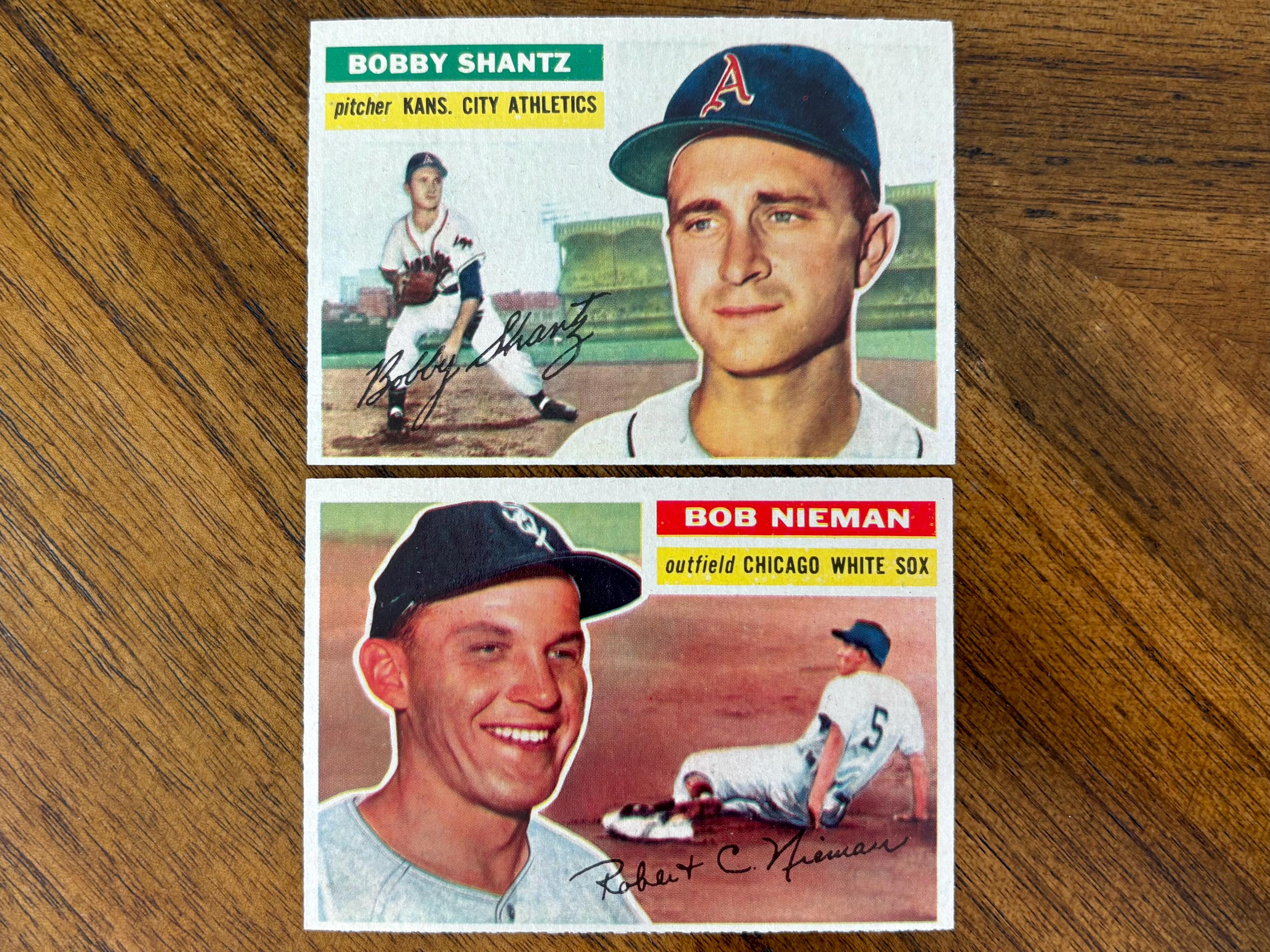 1956 Topps Baseball Card Lot (2 Cards), Bobby Shantz & Bob Nieman 