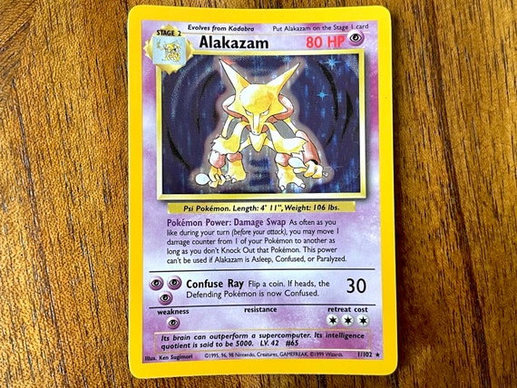 Alakazam Holofoil 1/102 Base Set Rare Pokemon Card REAL CARD 