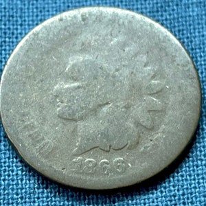 1866 Indian Head Penny in AG-G Condition, key date penny