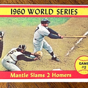 1961 Topps World Series Game 2 Mickey Mantle Slams 2 Homers card #307, sharp corners, no creases