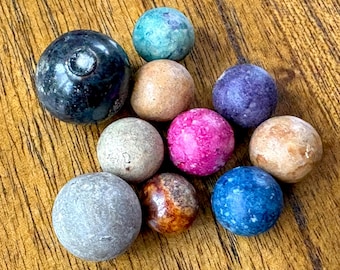 Late 1800s-Early 1900s clay marble lot (10), Black & Brown Bennington’s, stone marble lot A