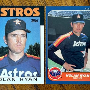 1986 Topps & 1986 Fleer Nolan Ryan Baseball Cards, sharp corners, no creases