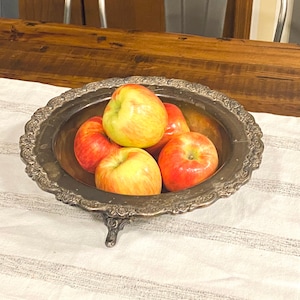 Silver serving bowl with Beautiful patina and rose details