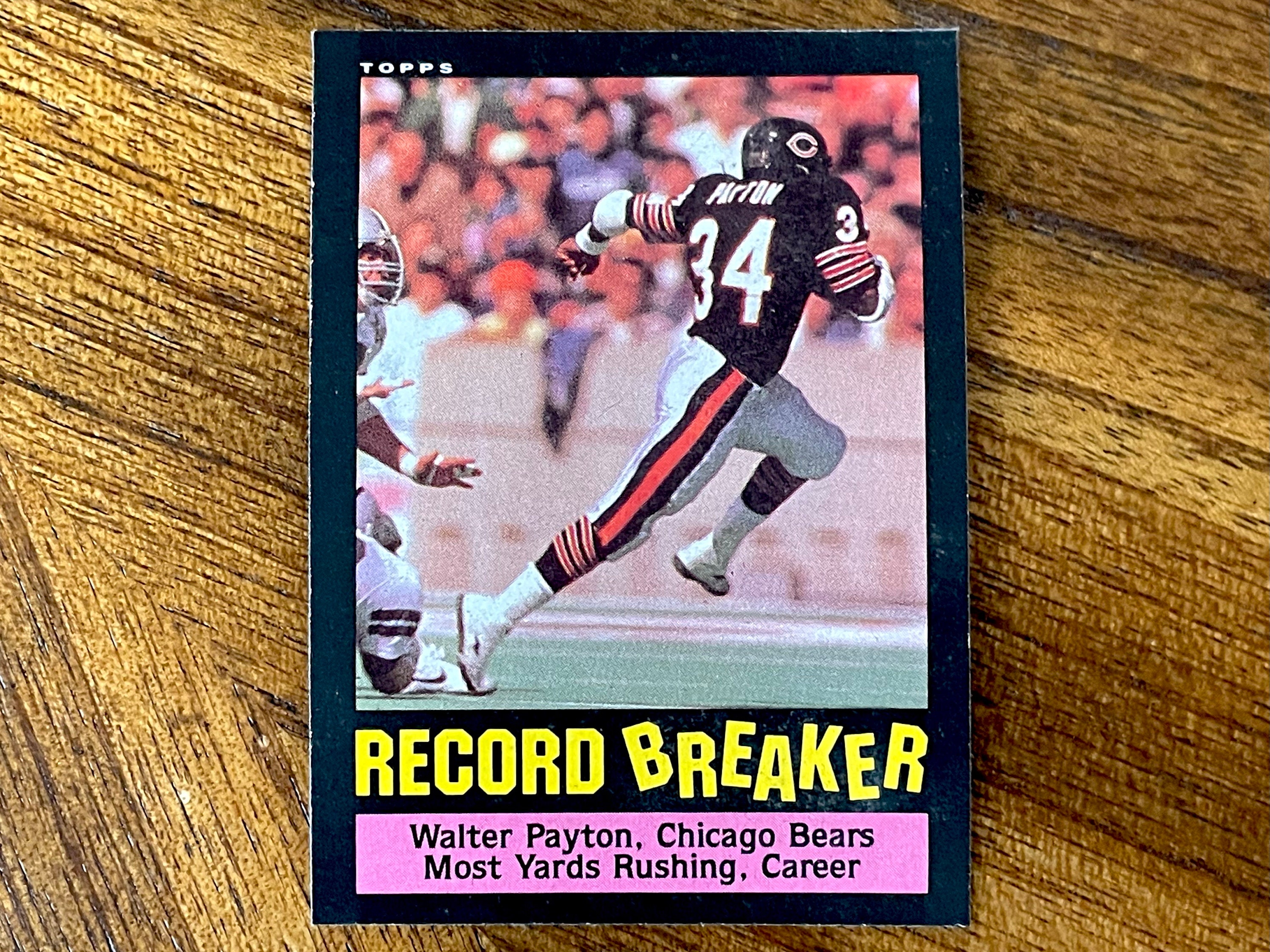1985 Walter Payton Topps Football Card #6, sharp corners, no creases
