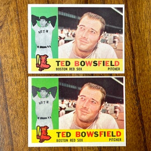 1960 Ted Bowsfield Topps Baseball White Back and Gray Back Variation Cards #382, no creases