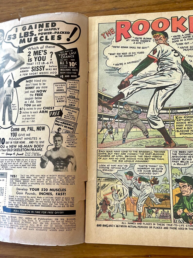 Baseball Rook 1952 Sports Action Issue #14, the Rookie, Golden Age Comic - Etsy