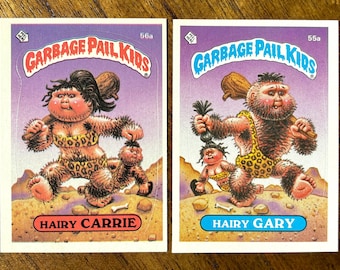 1985 Hairy Gary & Hairy Carrie Garbage Pail Kids Series 2 Cards