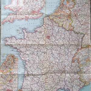 1962 France, Belgium and Netherlands Map, Original National Geographic ...