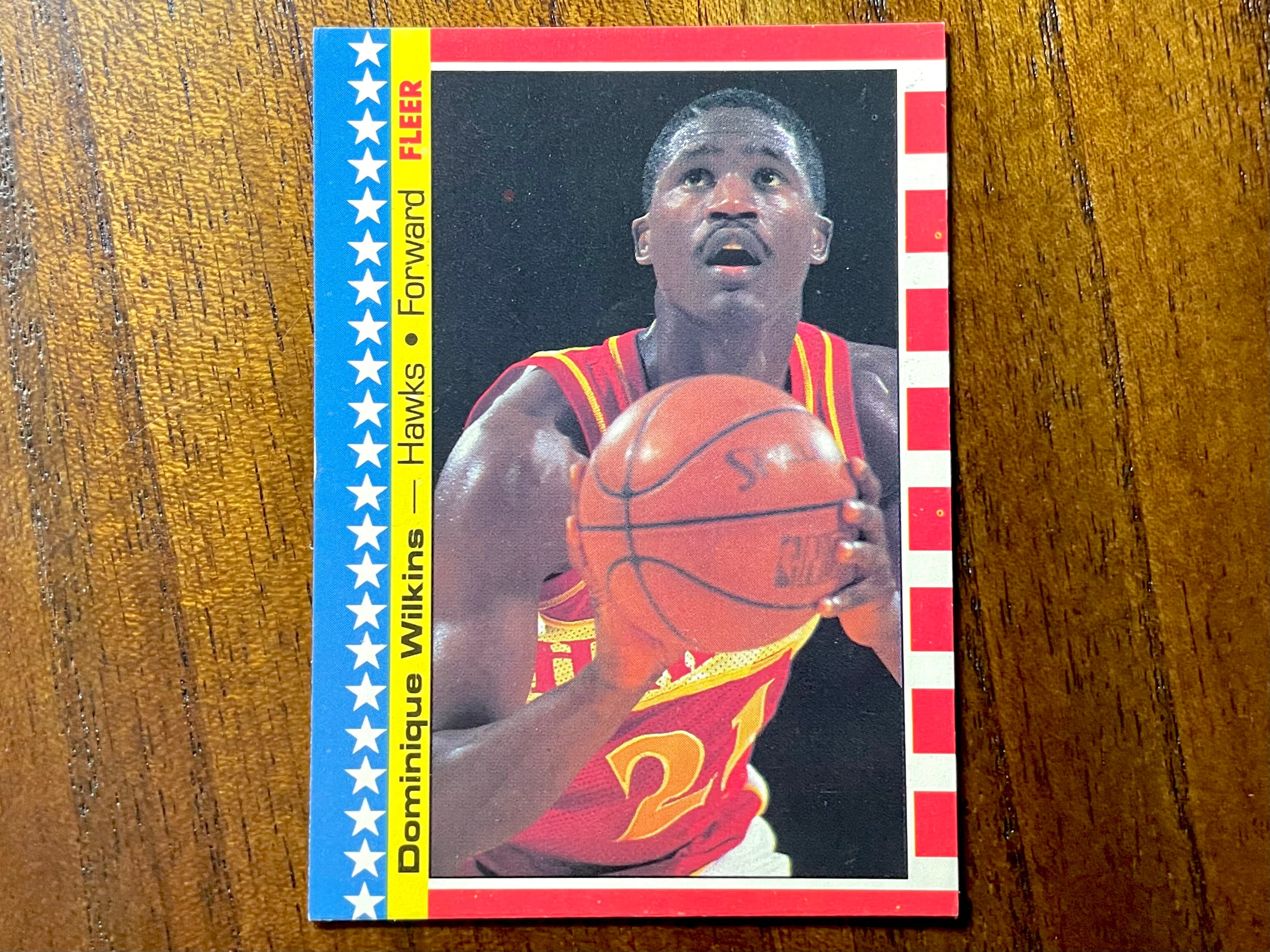 1987 Dominique Wilkins Fleer Basketball Sticker 7, Sharp Corners 