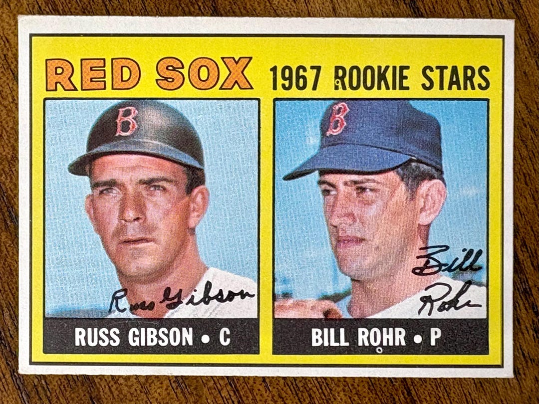 1967 Red Sox Gibbon/rohr RC Topps Baseball High Number Card #547, No ...