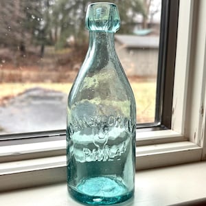 1800’s Johnston green blob top bottle, no chips or cracks, Philadelphia PA