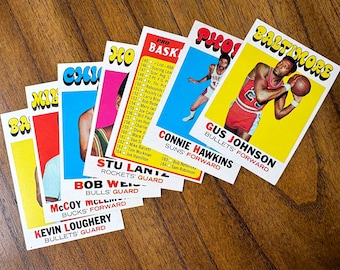 1971 Topps Basketball card lot (7 cards), sharp corners, no creases, Gus Johnson, Checklist, Connie Hawkins