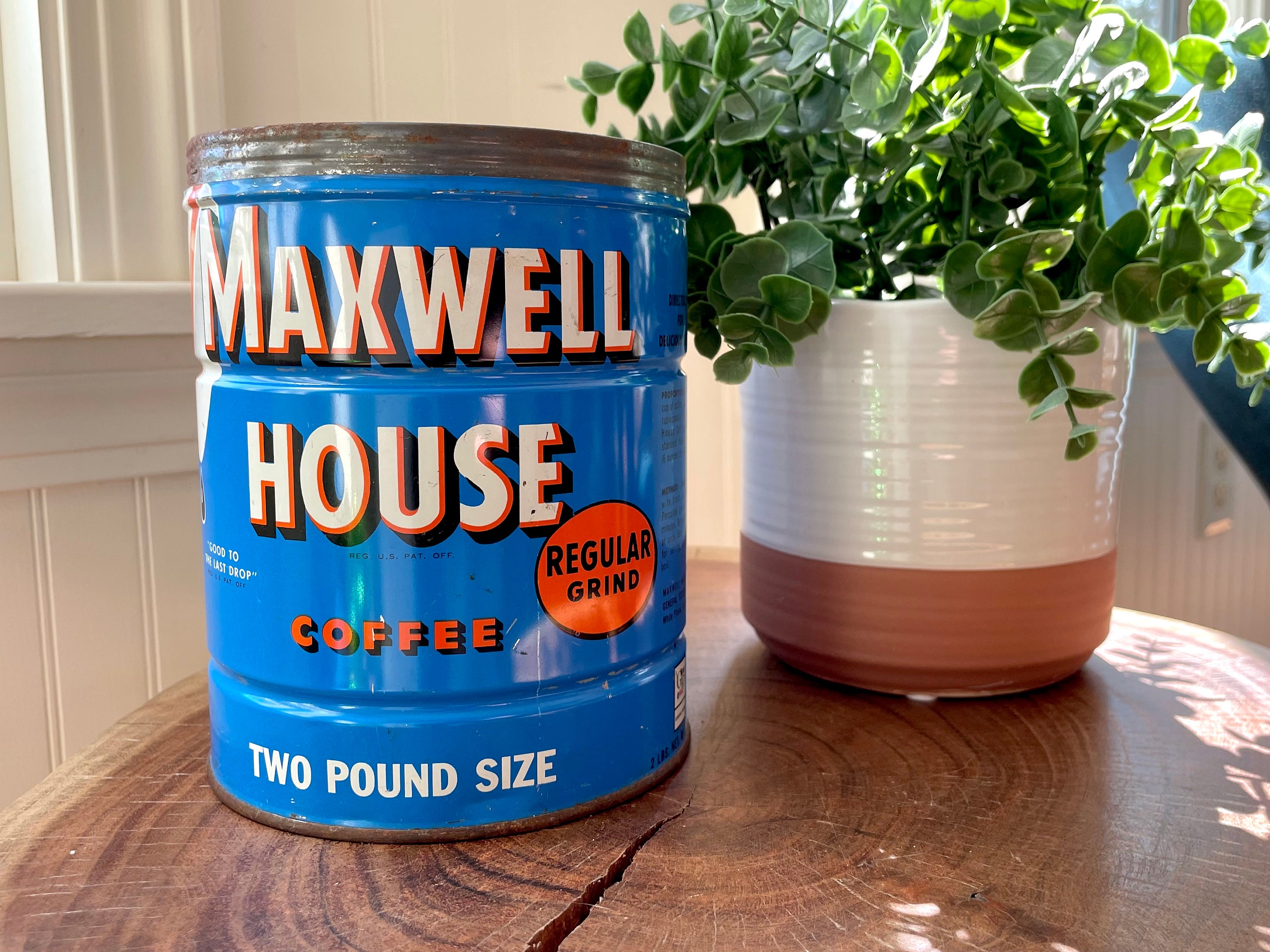 MAXWELL HOUSE COFFEE CAN SHAPED 19 HEAVY DUTY USA MADE METAL ADVERTISING  SIGN