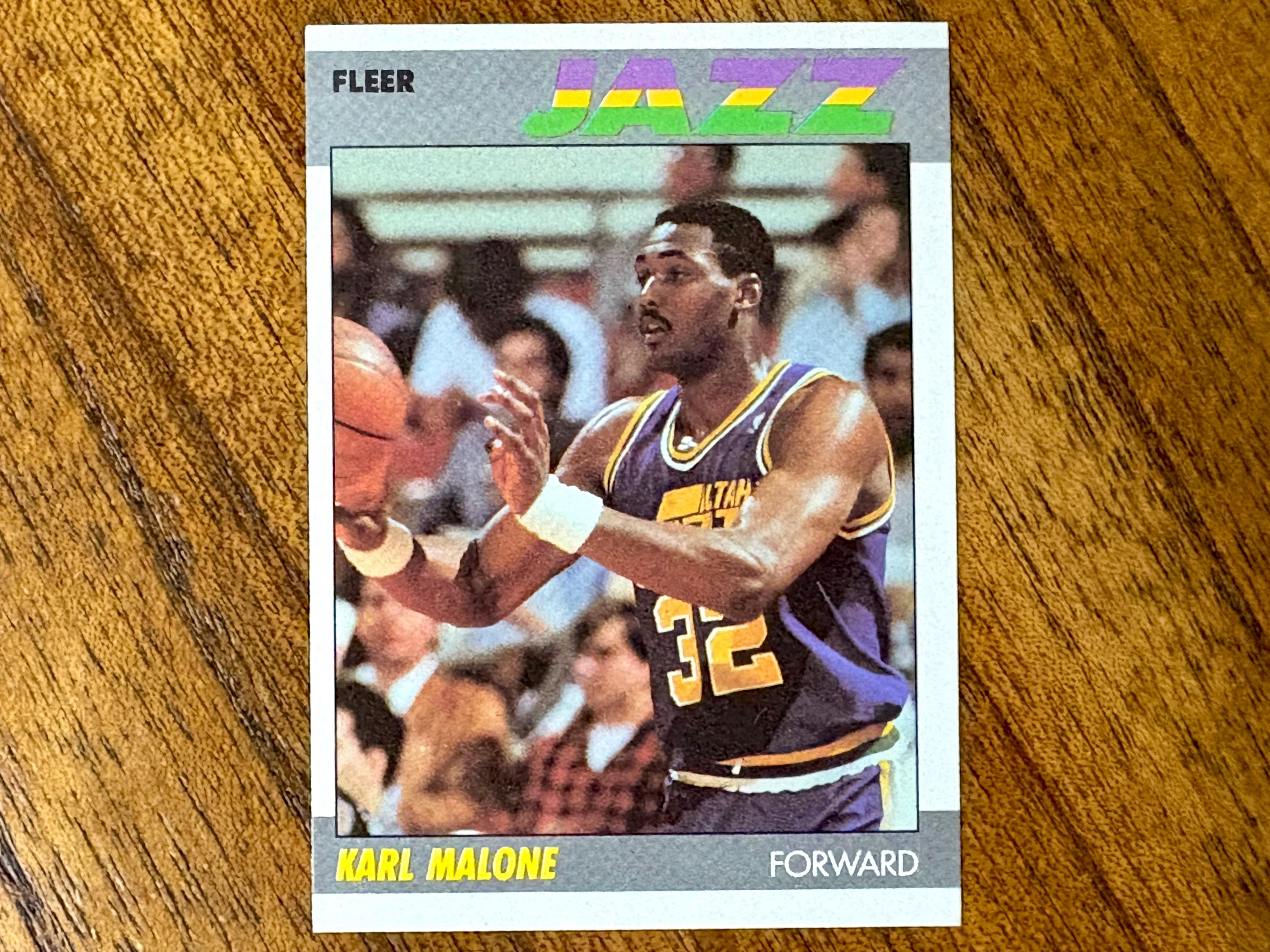 1987 Karl Malone Fleer Basketball Card #68, Sharp Corners, No