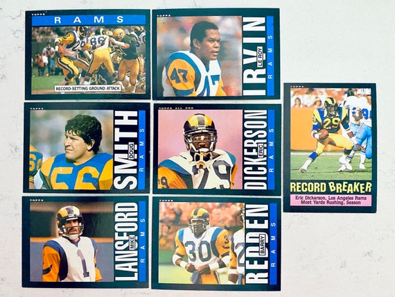 1985 7 Cards Topps LA Rams Team Set in Mint grade 9 to 