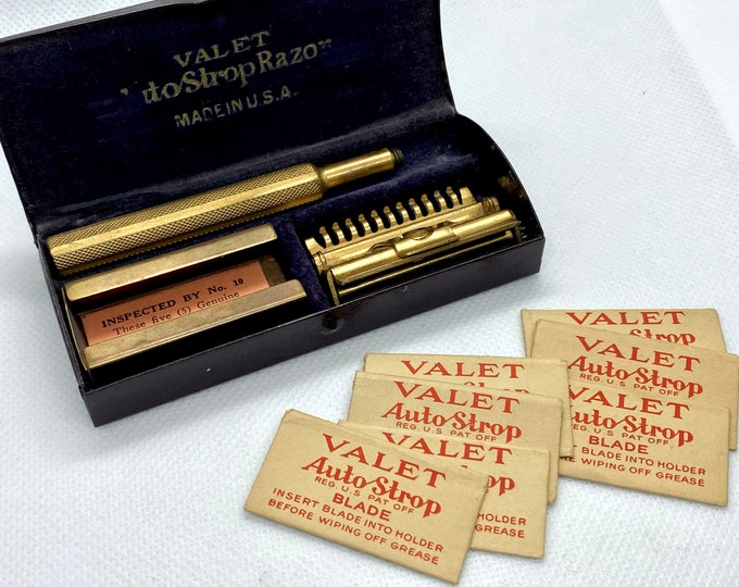 1914 Valet Auto-strop Antique Razor With 7 Razors in Perfect Condition ...