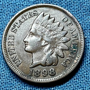 1898 Indian Head penny in XF condition, trace wear on diamonds and hair curl C1