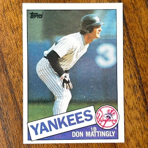 1985 Carte de baseball Don Mattingly Topps n° 665, coins pointus, aucun pli, deuxième année
