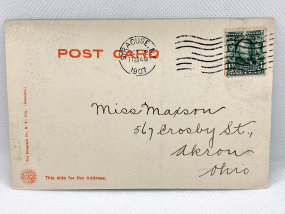 1907 Postcard With 1902-3 Benjamin Franklin Perforated 1