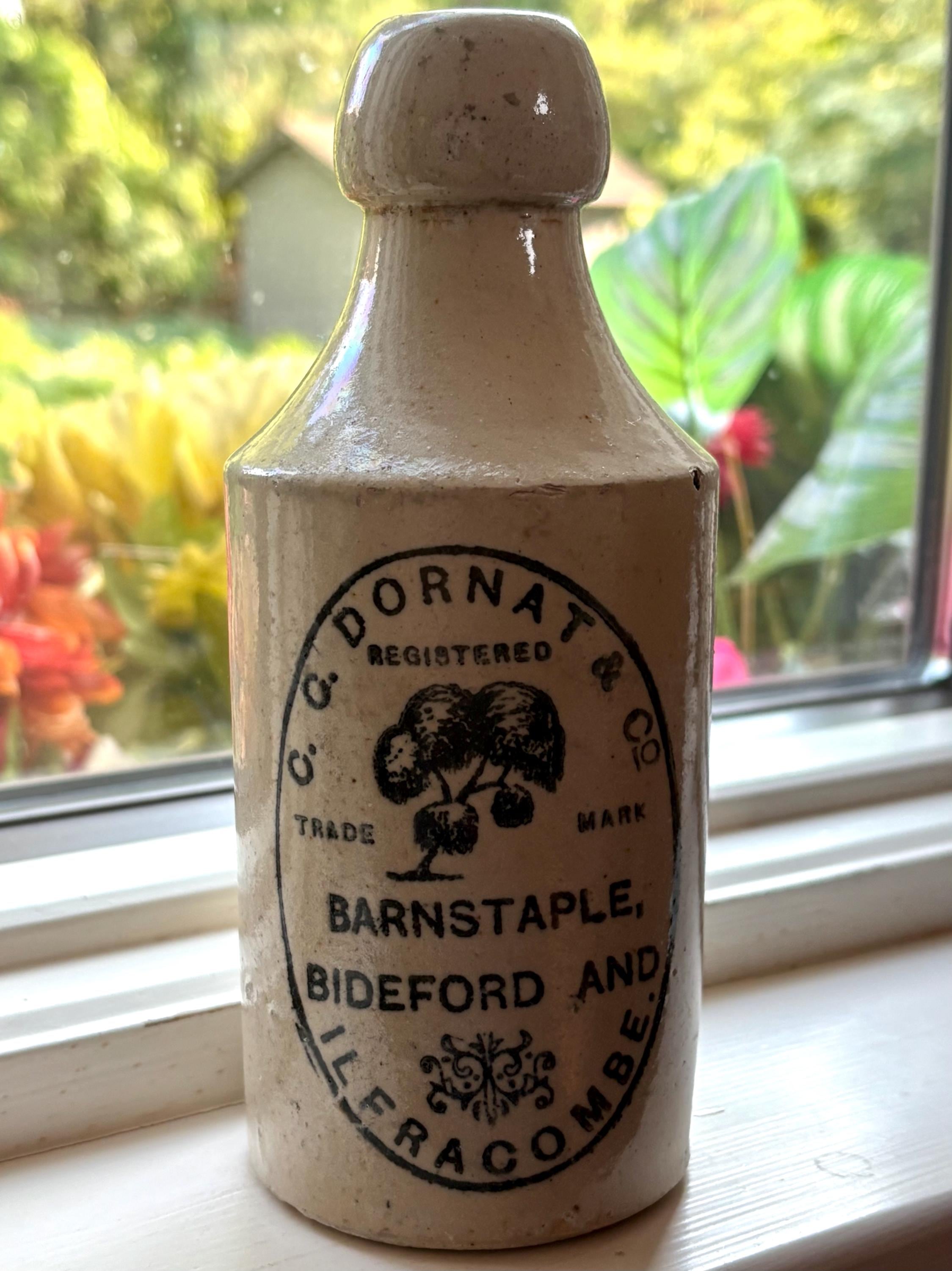 1800's-1900's Antique Ginger Beer Stoneware Bottle C. C. Dornat