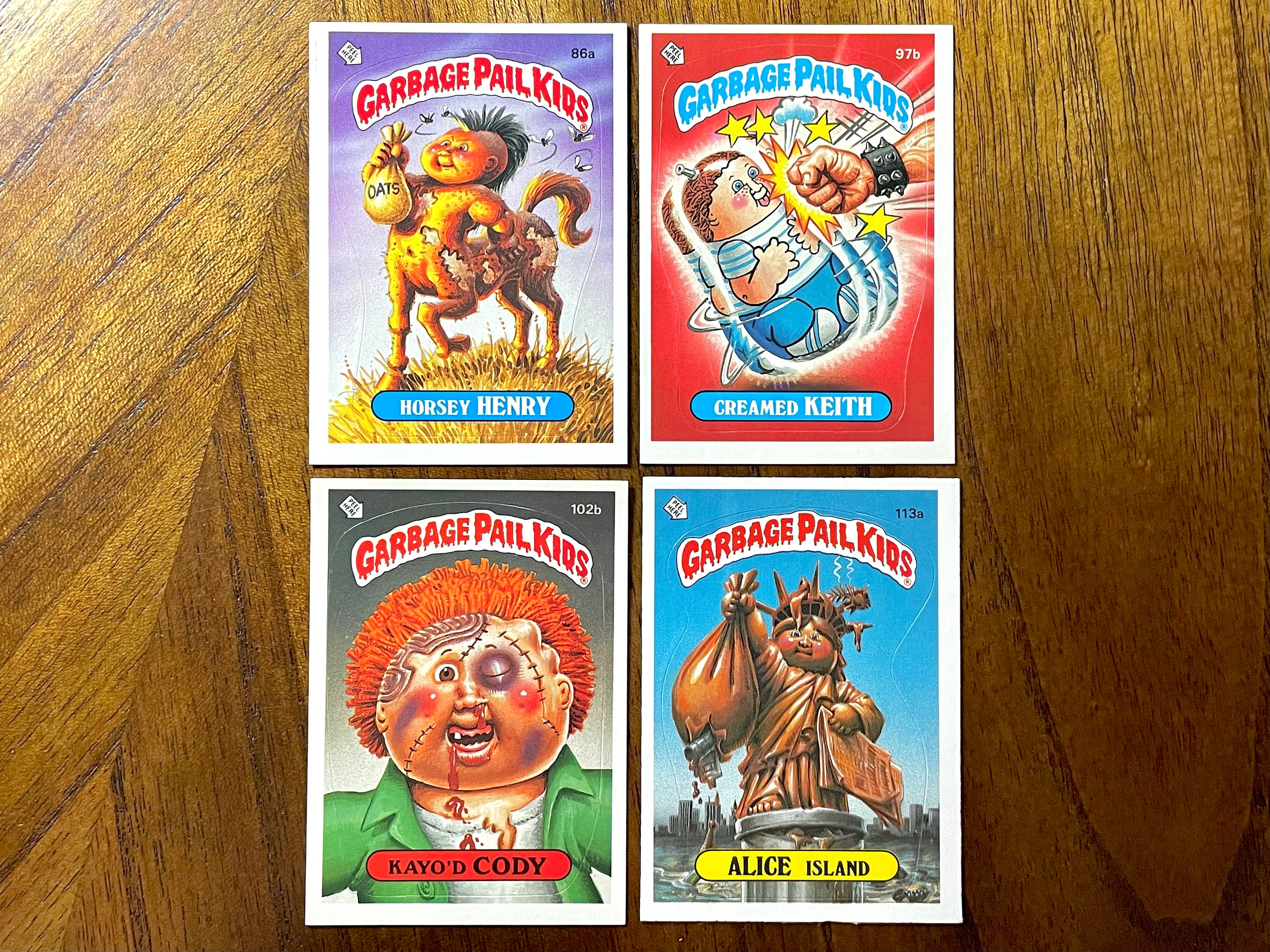 1986 Garbage Pail Kids Series 3 Cards (4), Sharp Corners, No Gum