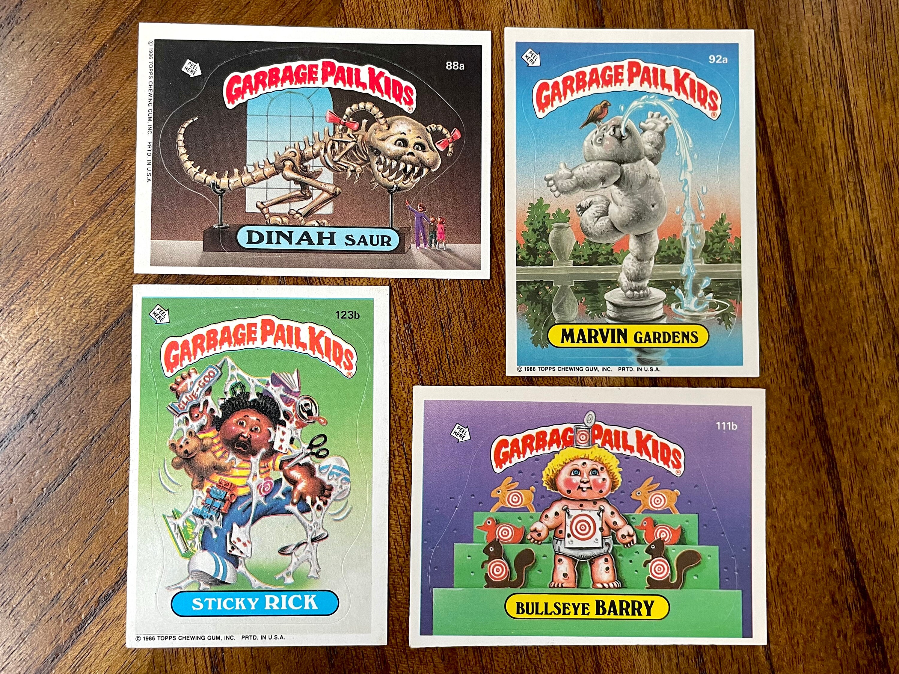1986 Garbage Pail Kids Series 3 Cards (4), Sharp Corners, No
