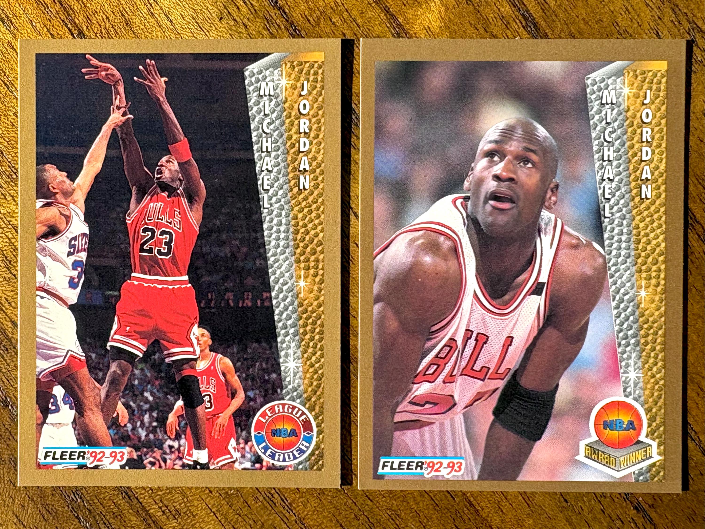 1992 Michael Jordan Fleer Basketball Cards #238 & #246, Sharper 
